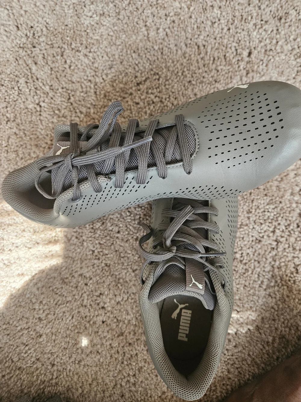 Puma Gray Perforated Athletic Sneakers